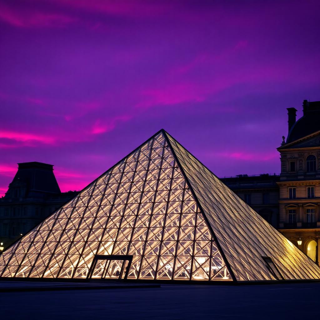 Pyramide du Louvre au crépuscule